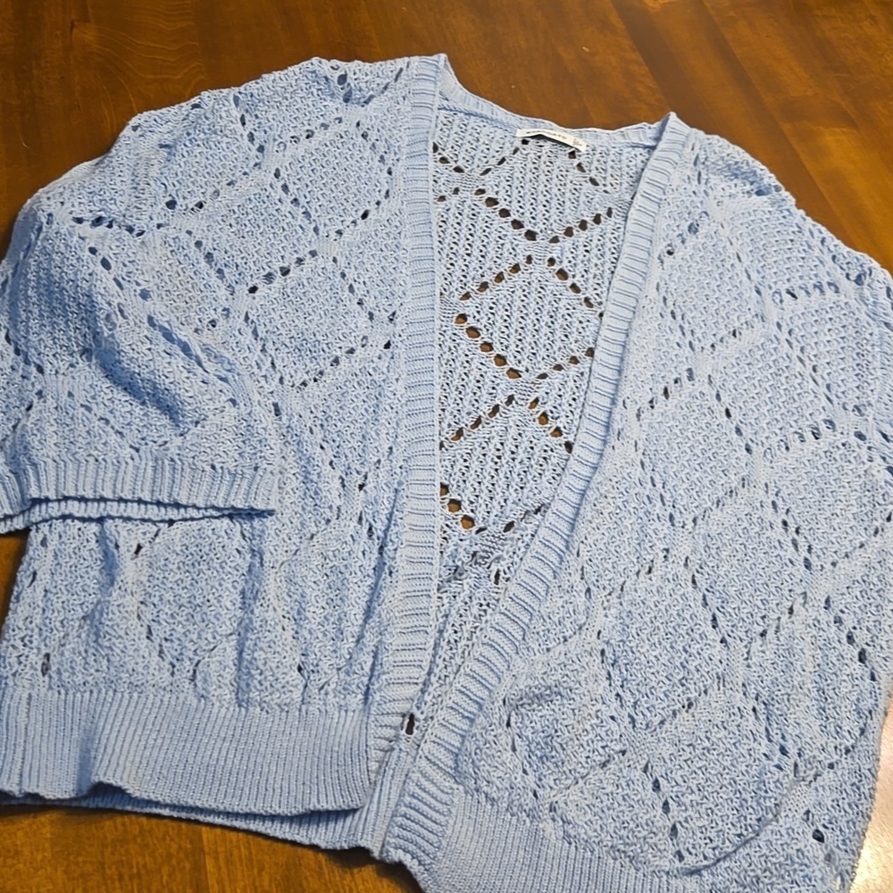 Staccato Light Blue Open Knit Cardigan